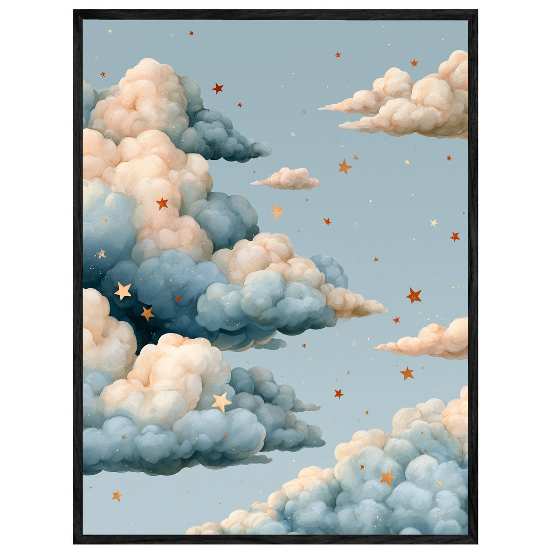 Wolken mit goldenen Sternen Leinwand