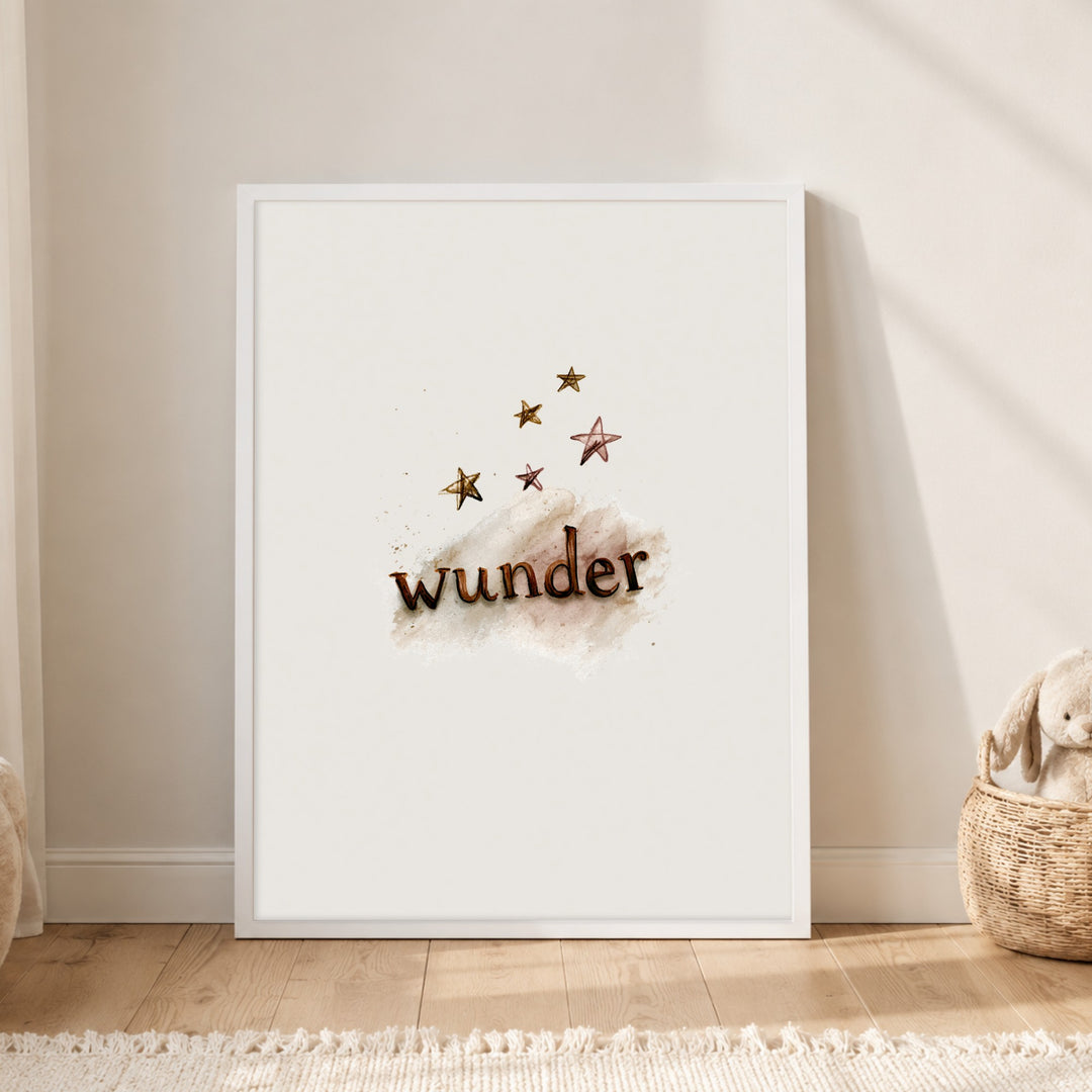 Wunder mit Sternen Poster – Weißer Rahmen – Produktfoto