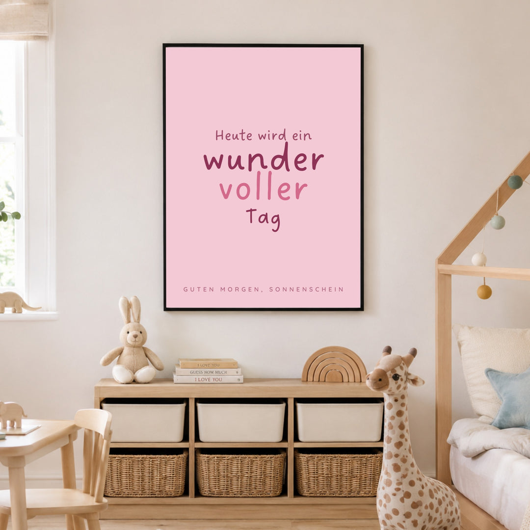 Wundervoller Tag Kinderzimmer Poster – Schwarzer Rahmen – Produktfoto