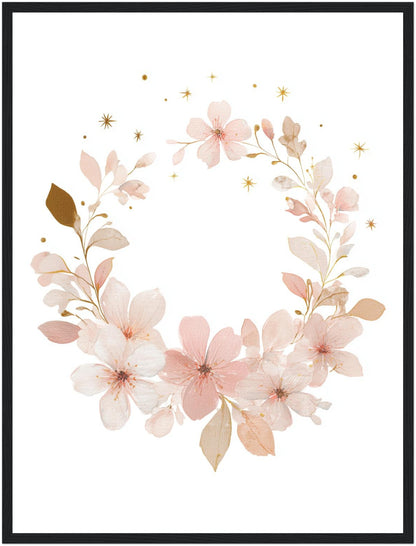 Zarter Blumenkranz Aquarell Poster