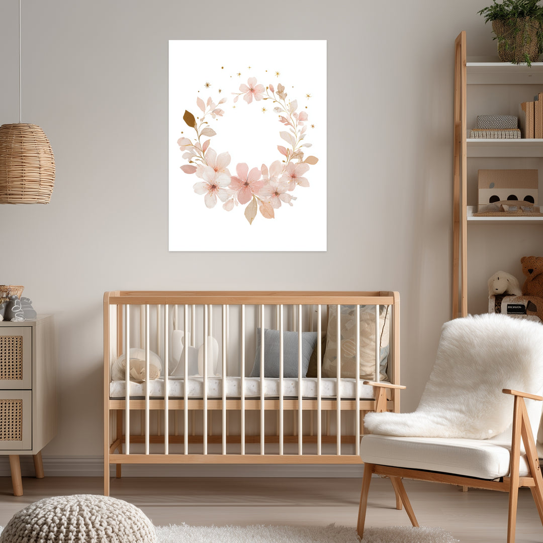 Zarter Blumenkranz Aquarell Poster abstrakt – mattes Kunstdruck-Papier – Ansicht 2