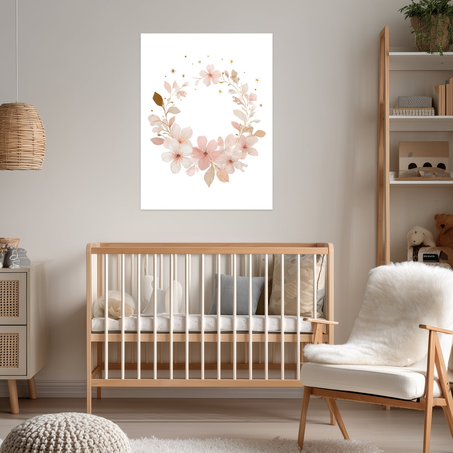 Zarter Blumenkranz Aquarell Poster