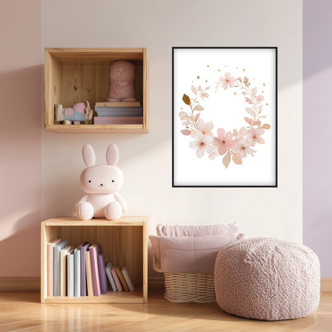 Zarter Blumenkranz Aquarell Poster abstrakt – mattes Kunstdruck-Papier – Ansicht 3