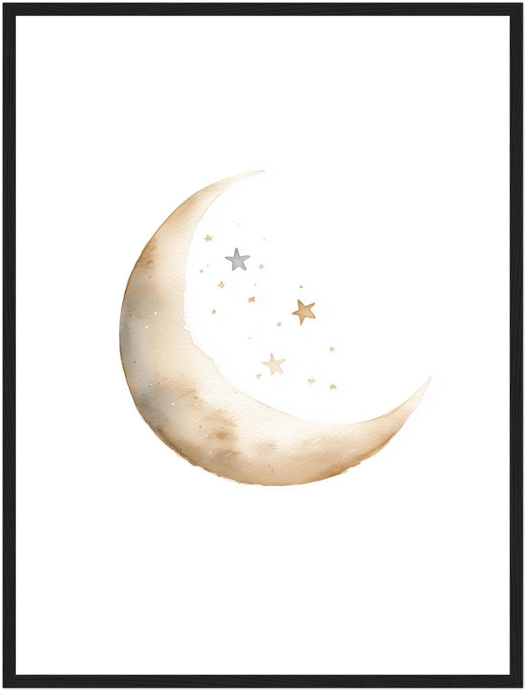 Zarter Mond mit Sternen Aquarell Poster abstrakt – mattes Kunstdruck-Papier – Ansicht 5