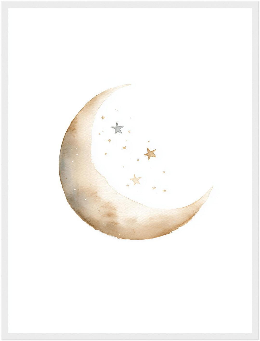 Zarter Mond mit Sternen Aquarell Poster abstrakt – mattes Kunstdruck-Papier – Ansicht 6