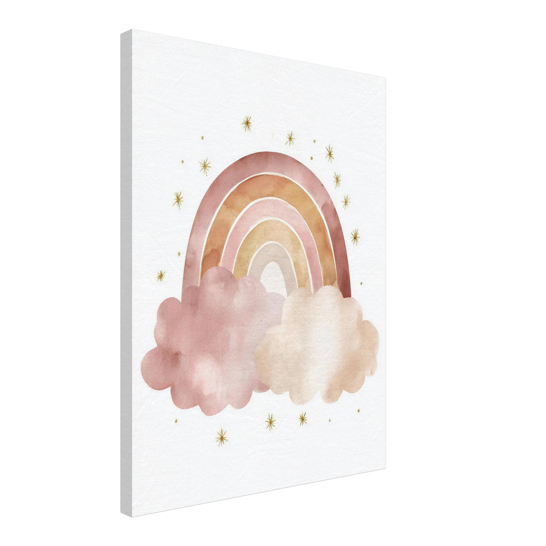 Zarter Regenbogen Aquarell Leinwandbild abstrakt – Leinwand auf Holzrahmen – Ansicht 2