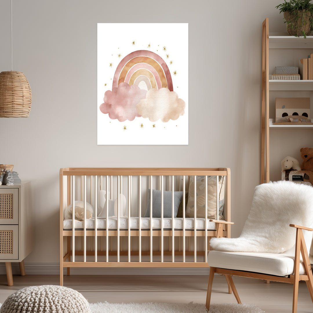 Zarter Regenbogen Aquarell Leinwandbild abstrakt – Leinwand auf Holzrahmen – Ansicht 3