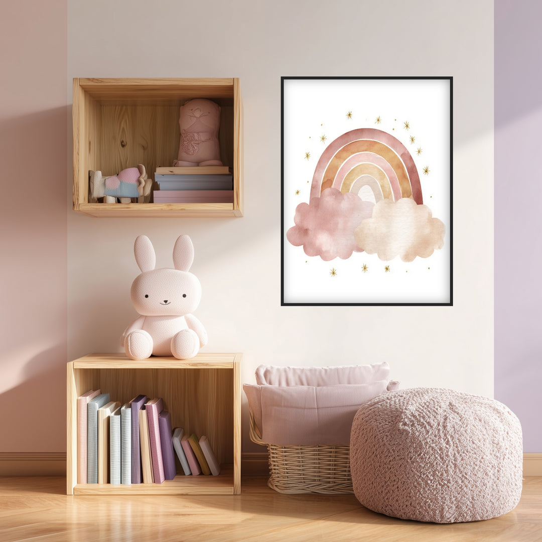 Zarter Regenbogen Aquarell Poster abstrakt – mattes Kunstdruck-Papier – Ansicht 4