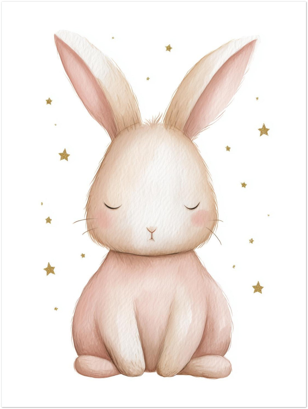 Zarter schlafender Hase Aquarell abstrakt – Wandkunst