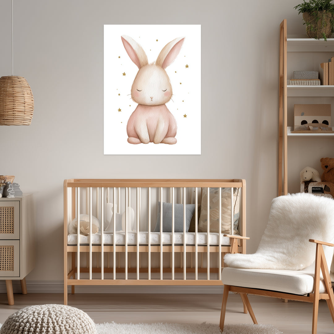 Zarter schlafender Hase Aquarell Leinwandbild abstrakt – Leinwand auf Holzrahmen – Ansicht 3