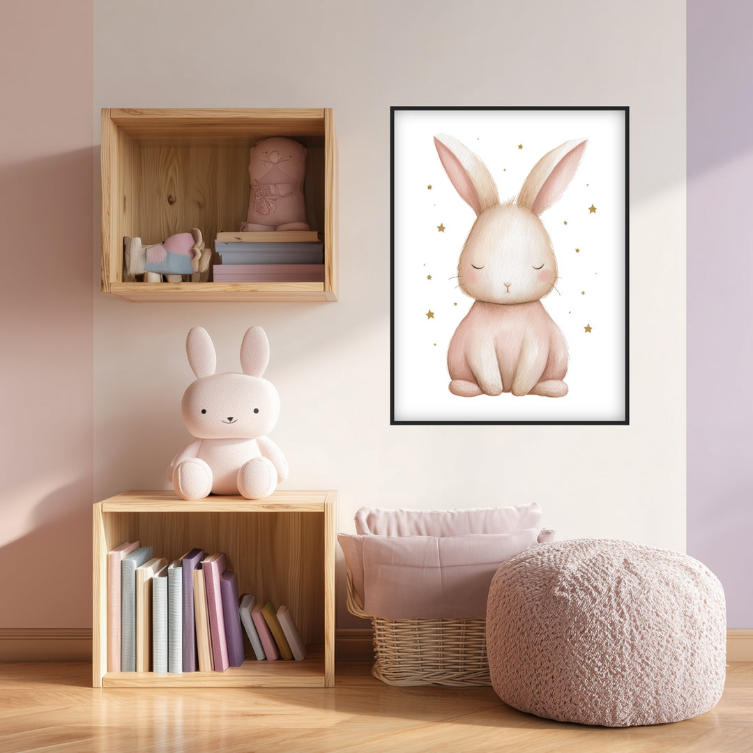 Zarter schlafender Hase Aquarell Poster abstrakt – mattes Kunstdruck-Papier – Ansicht 6