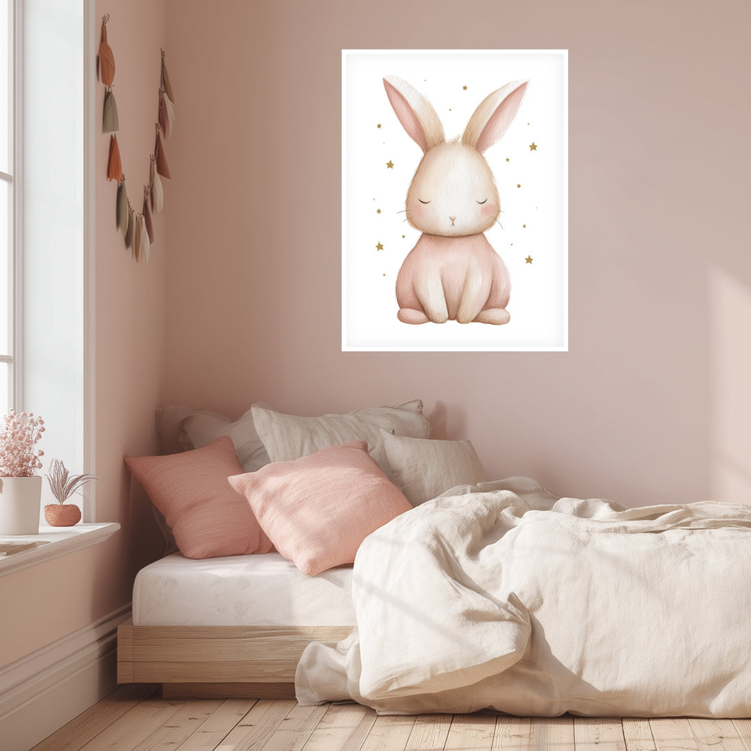 Zarter schlafender Hase Aquarell Poster abstrakt – mattes Kunstdruck-Papier – Ansicht 5