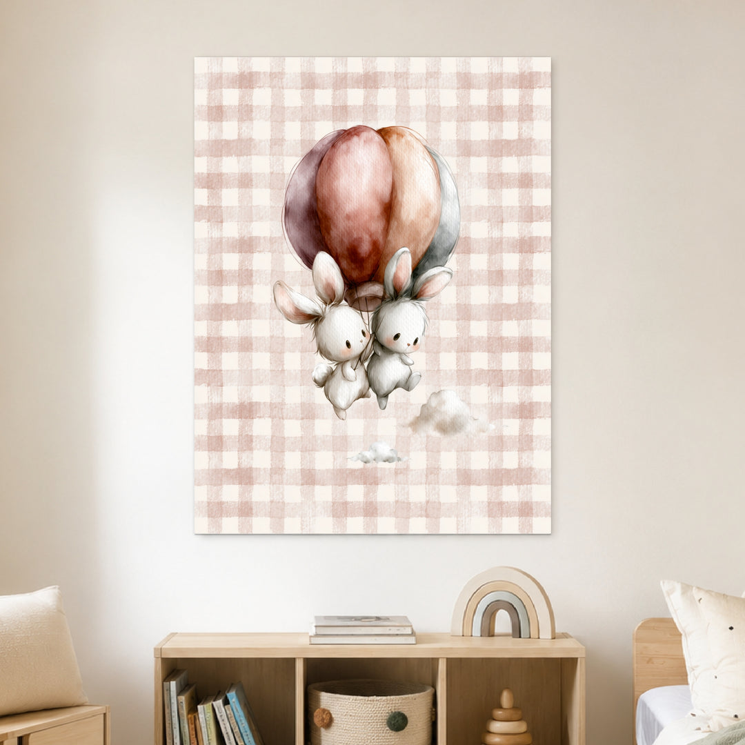 Häschen auf Ballonfahrt Poster – Ohne Rahmen – Produktfoto