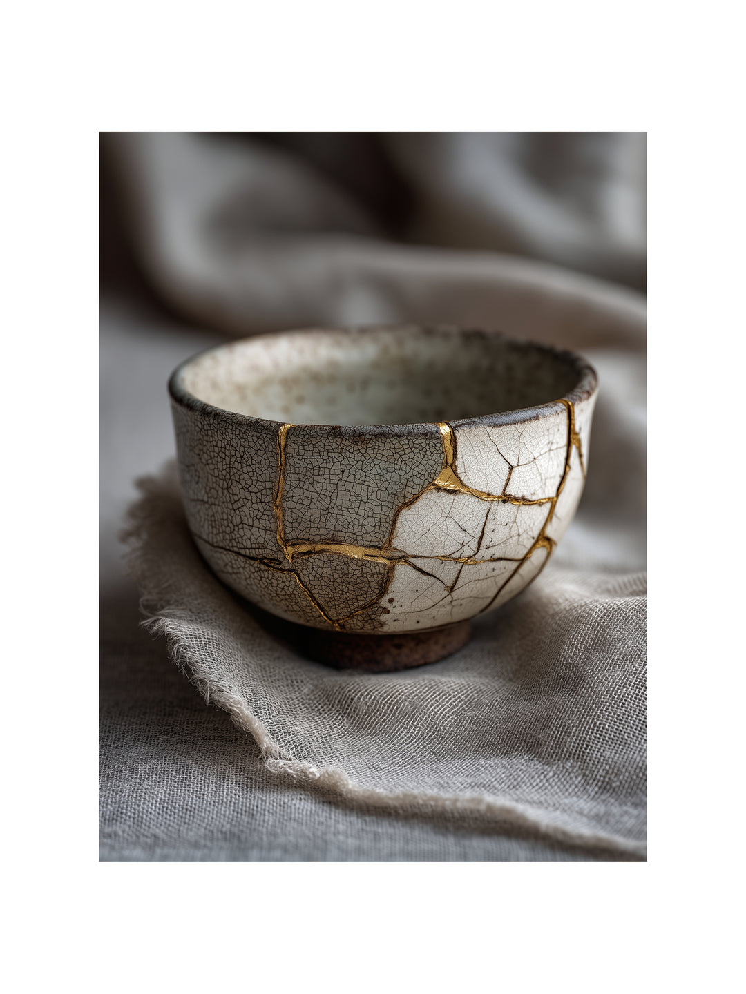 Kintsugi Schale mit Goldnaht Zen – Wandkunst