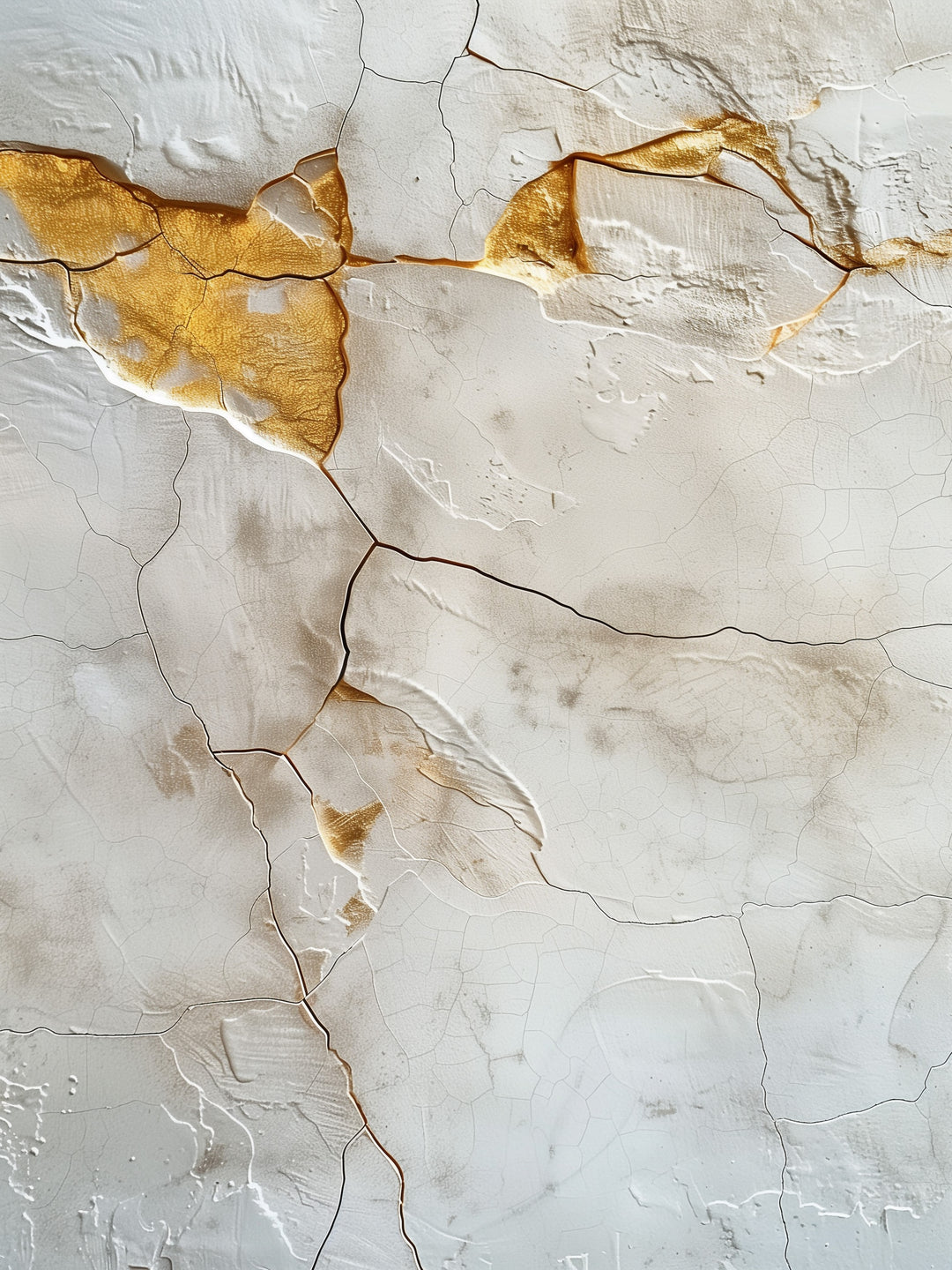 Kintsugi Textur Weiß Gold abstrakt – Wandkunst