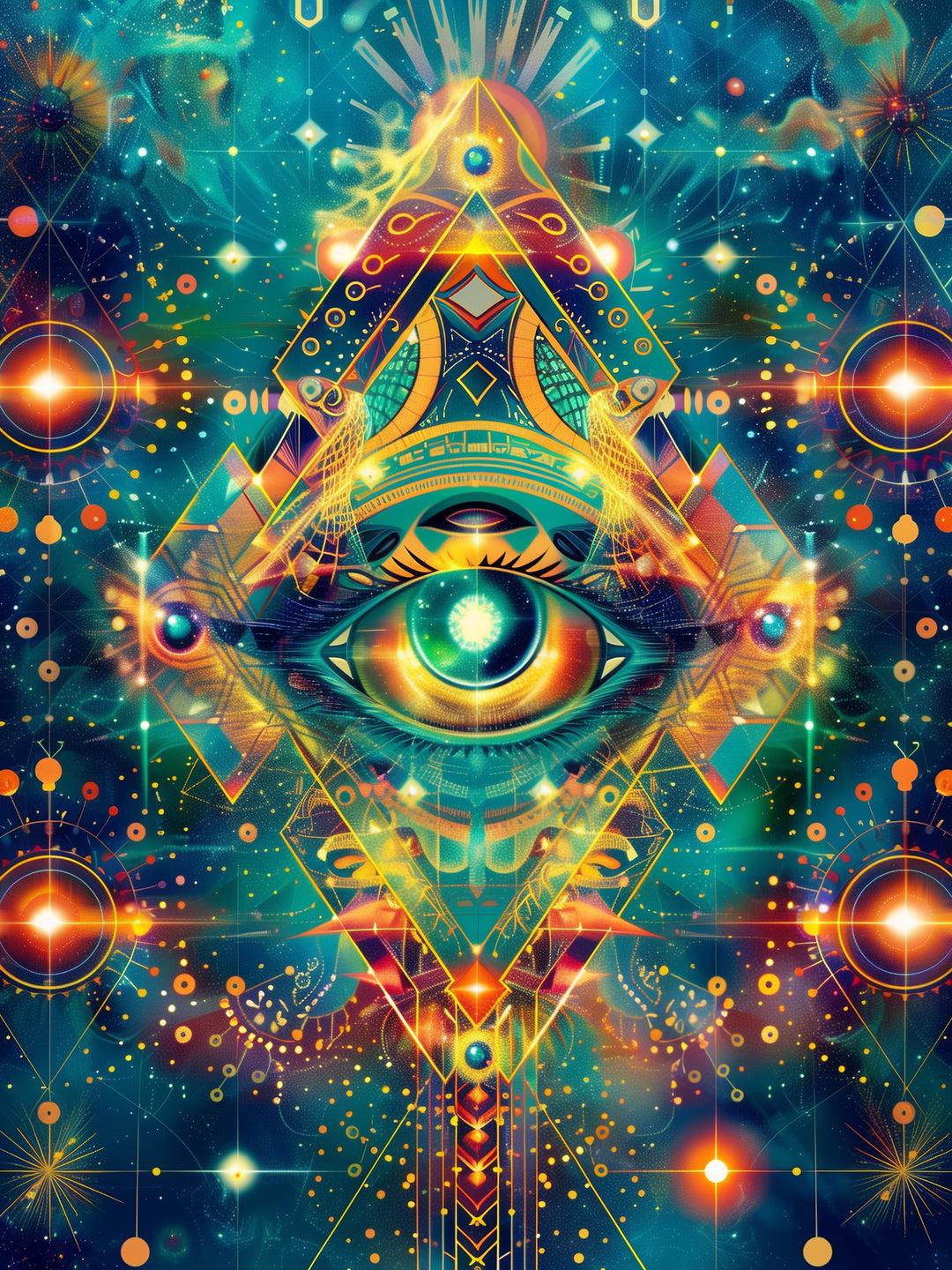 Kosmisches geometrisches Auge Psychedelic – Wandkunst