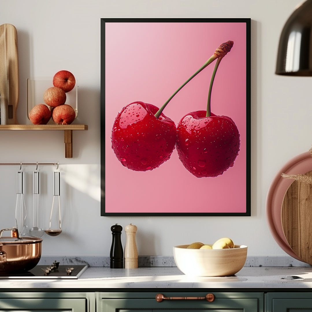 Saftige Kirschen Poster Kueche – mattes Kunstdruck-Papier – Ansicht 3
