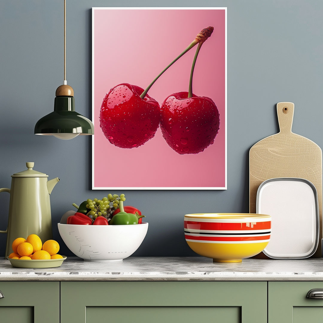 Saftige Kirschen Poster Kueche – mattes Kunstdruck-Papier – Ansicht 4