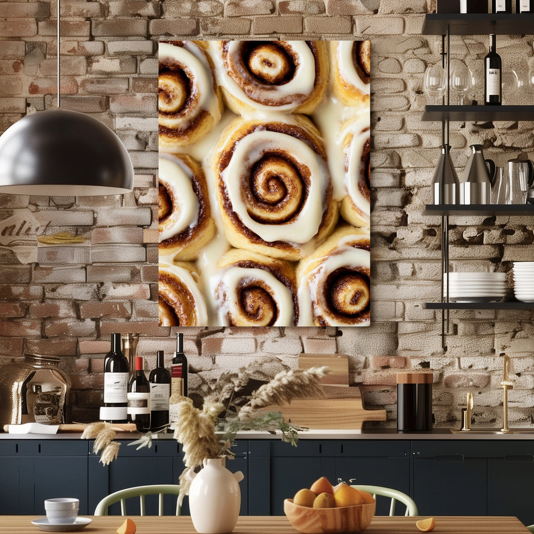 Zimtschnecken mit Zuckerguss Leinwandbild – Ohne Rahmen – Produktfoto