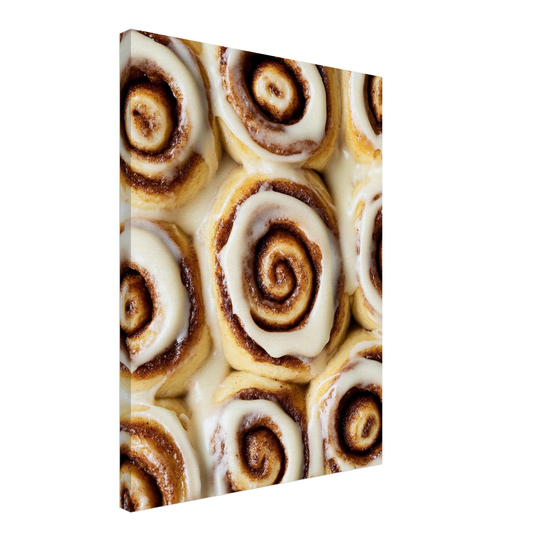 Zimtschnecken mit Zuckerguss Leinwandbild – Schräge Ansicht – Produktfoto