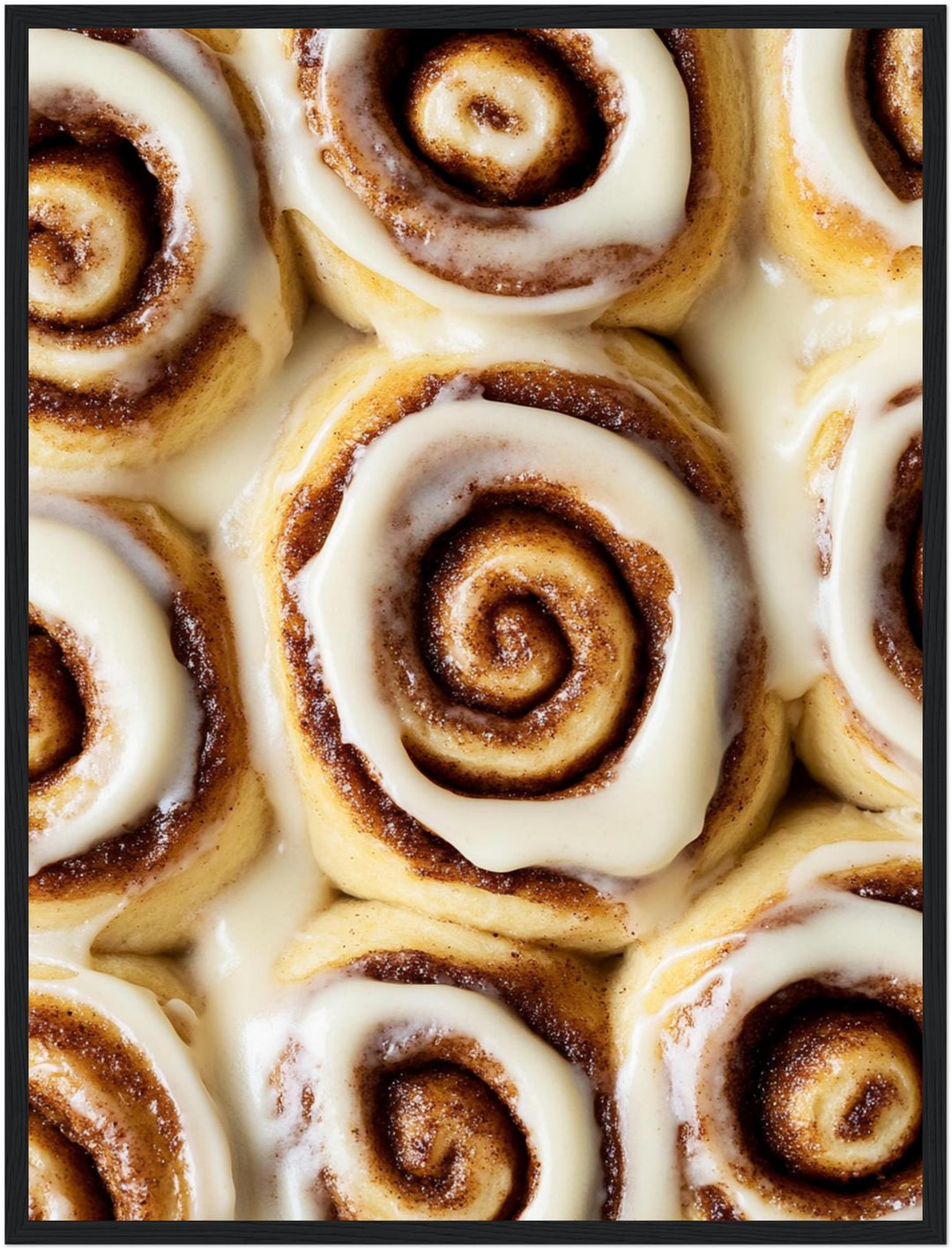 Zimtschnecken mit Zuckerguss Poster – Schwarzer Rahmen – Produktfoto