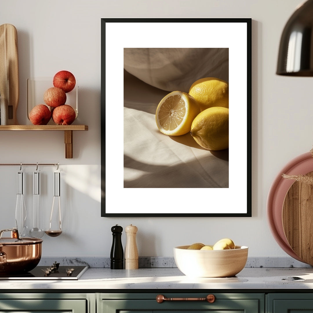 Zitronen Stillleben Poster Kueche – mattes Kunstdruck-Papier – Ansicht 2