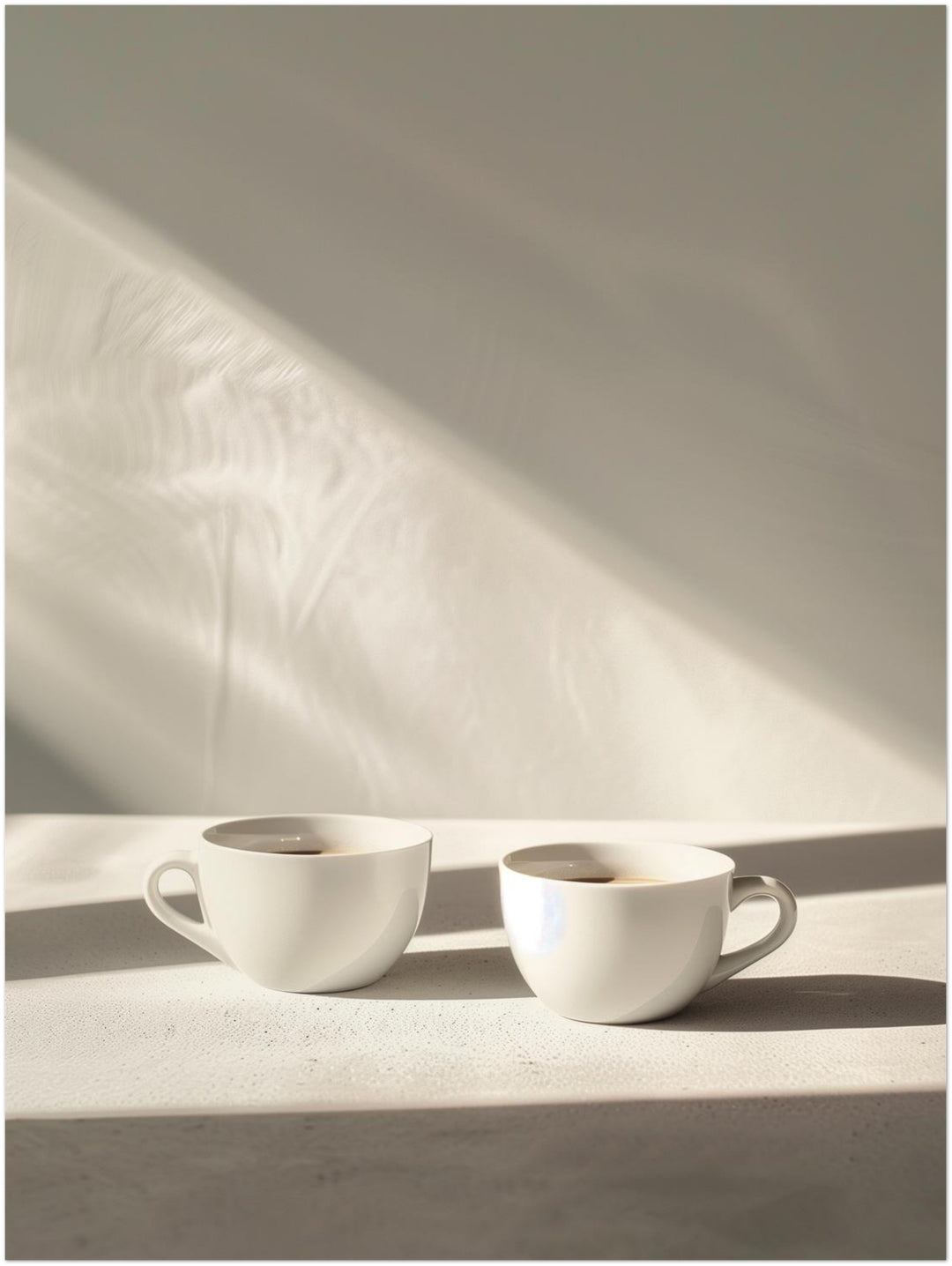 Zwei Kaffeetassen minimalistisch Kueche – Wandkunst