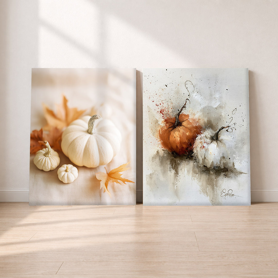 Set-Ansicht: Kürbis Leinwand Set – Herbst Aquarell (2er)