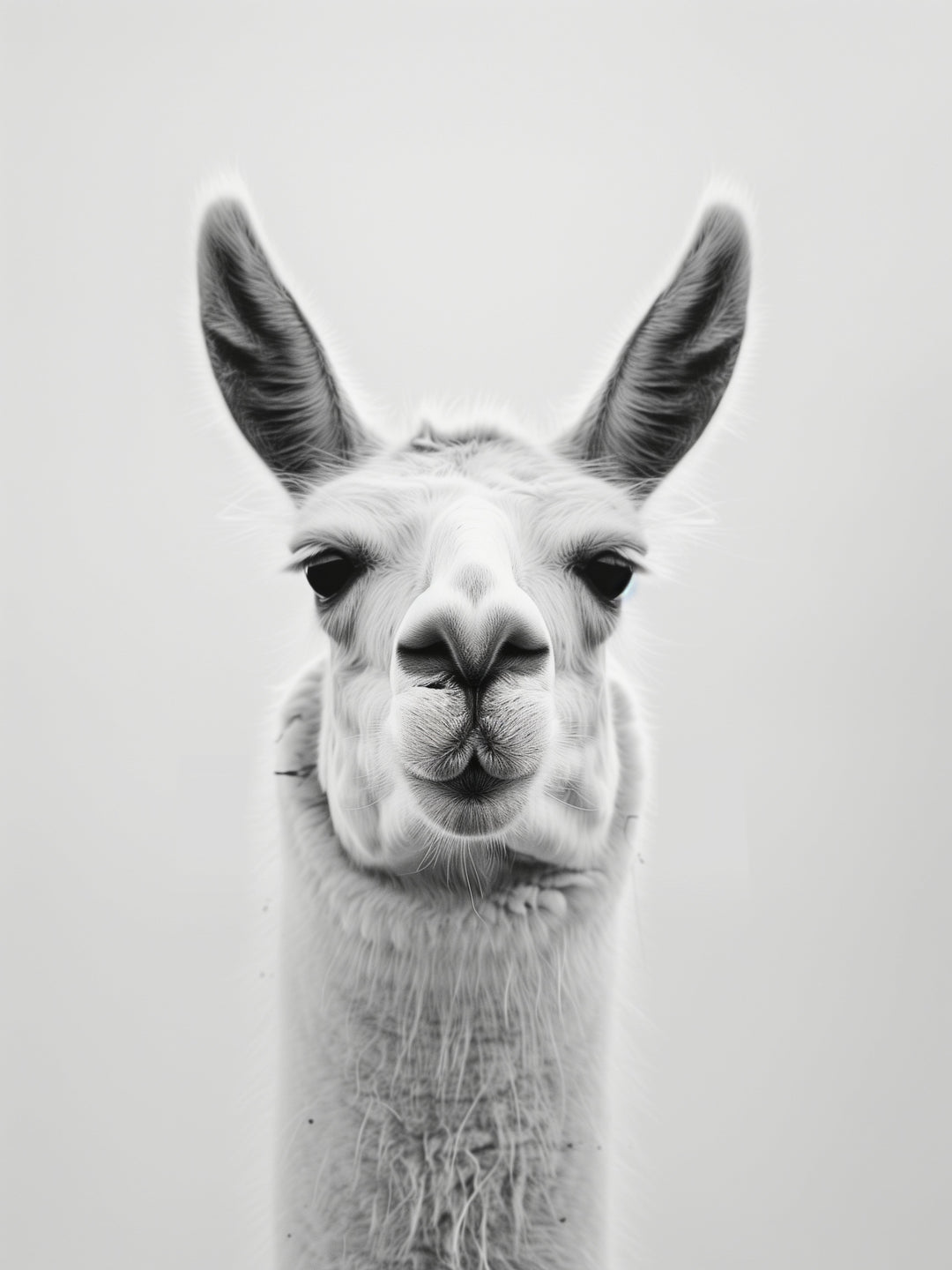 Lama Schwarzweiss Portrait Leinwandbild – Leinwandbild