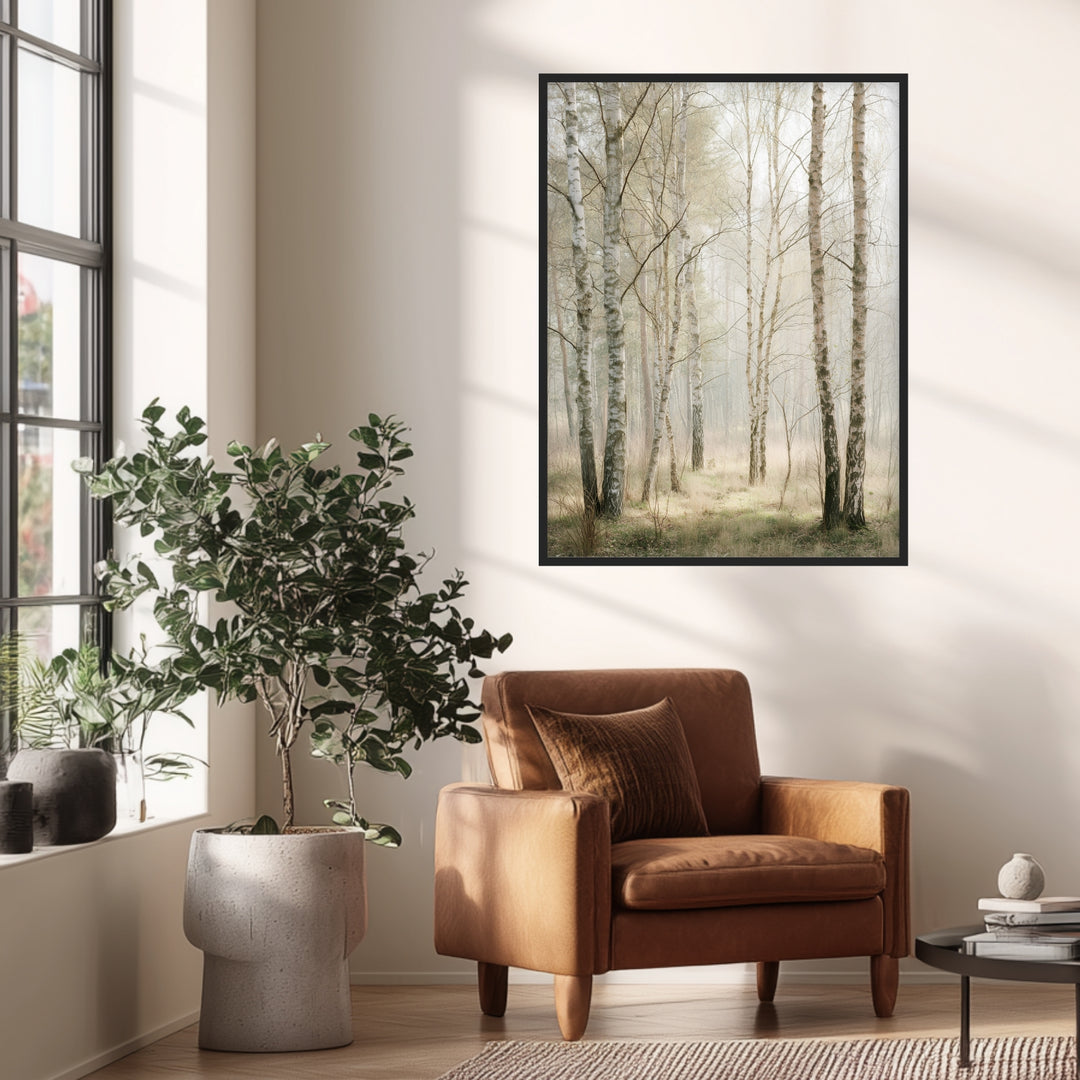 Birkenwald im Morgenlicht Poster abstrakt – mattes Kunstdruck-Papier – Ansicht 3
