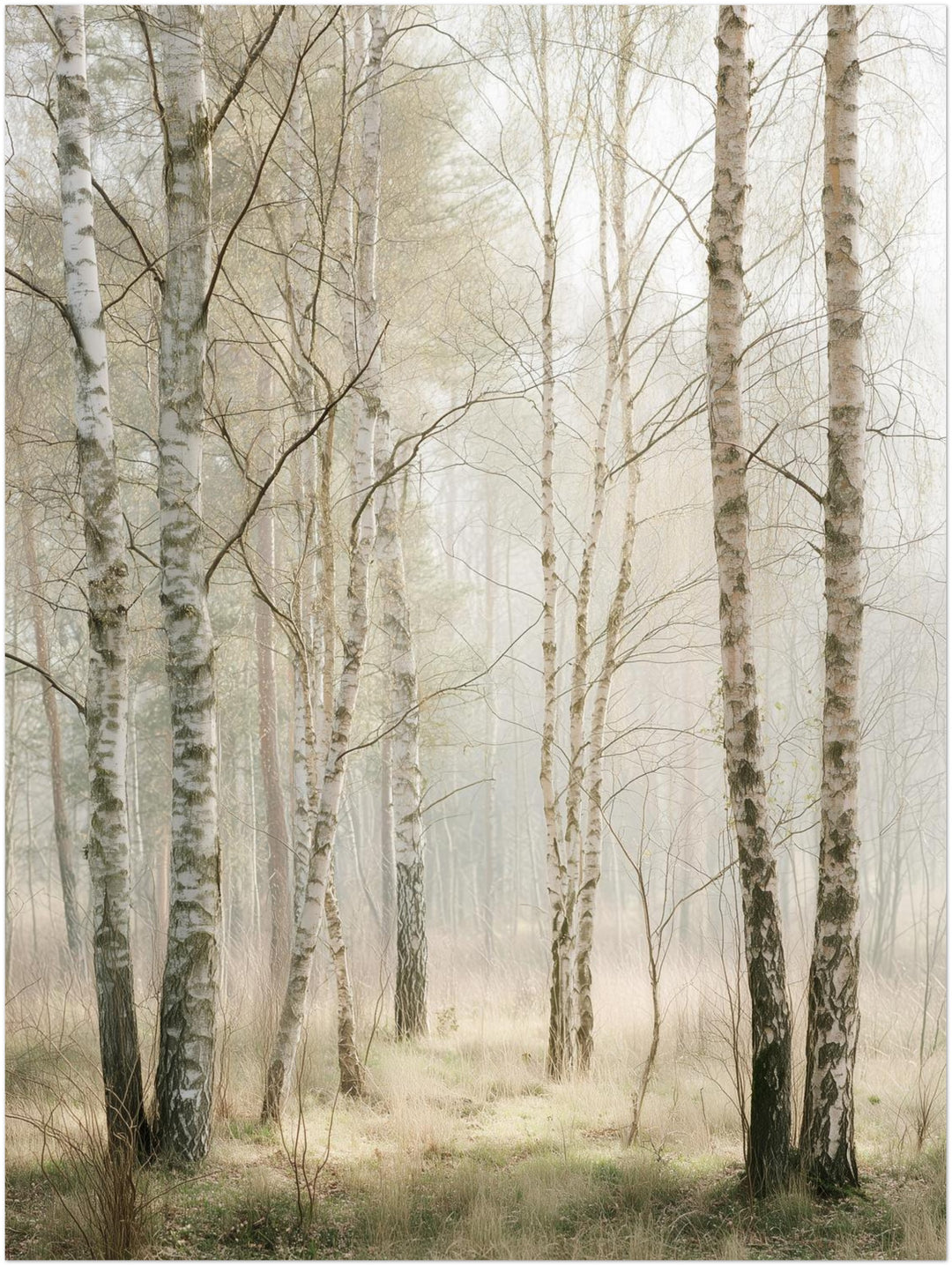 Birkenwald im Morgenlicht abstrakt – Wandkunst