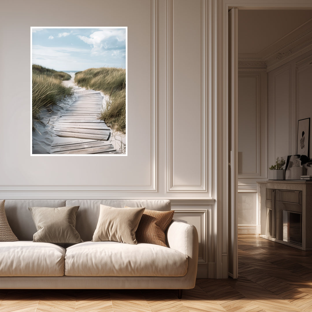 Holzsteg durch Dünen Poster abstrakt – mattes Kunstdruck-Papier – Ansicht 4