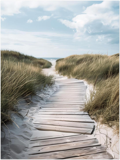 Holzsteg durch Dünen Leinwandbild