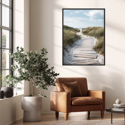 Holzsteg durch Dünen Poster