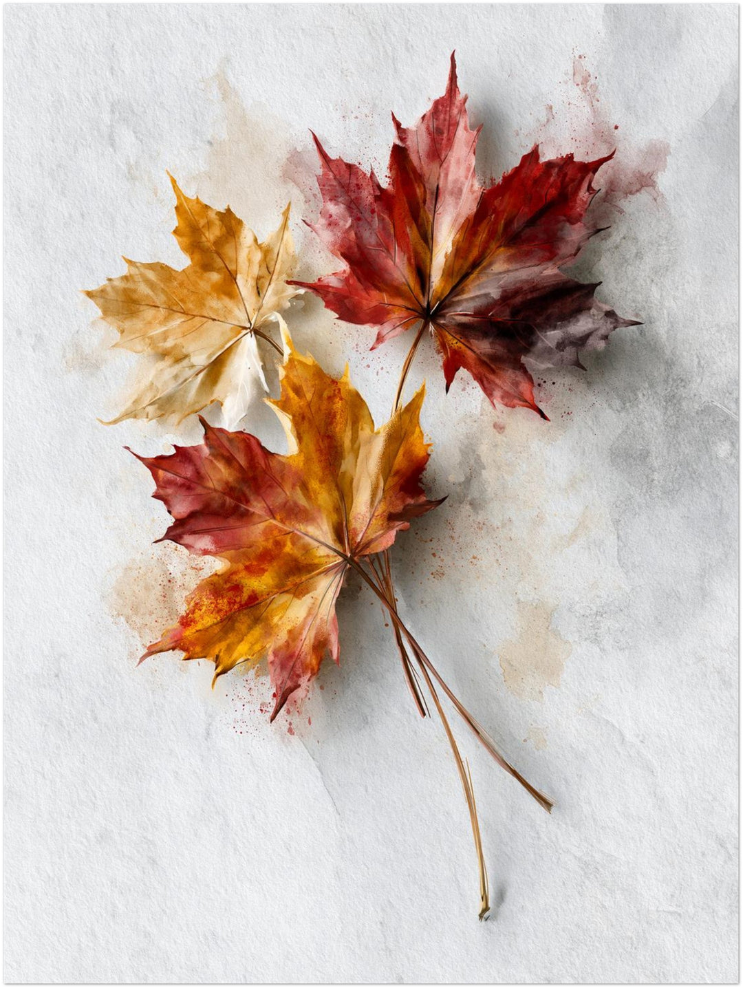 Herbstblätter im Aquarell Poster – Ohne Rahmen – Produktfoto