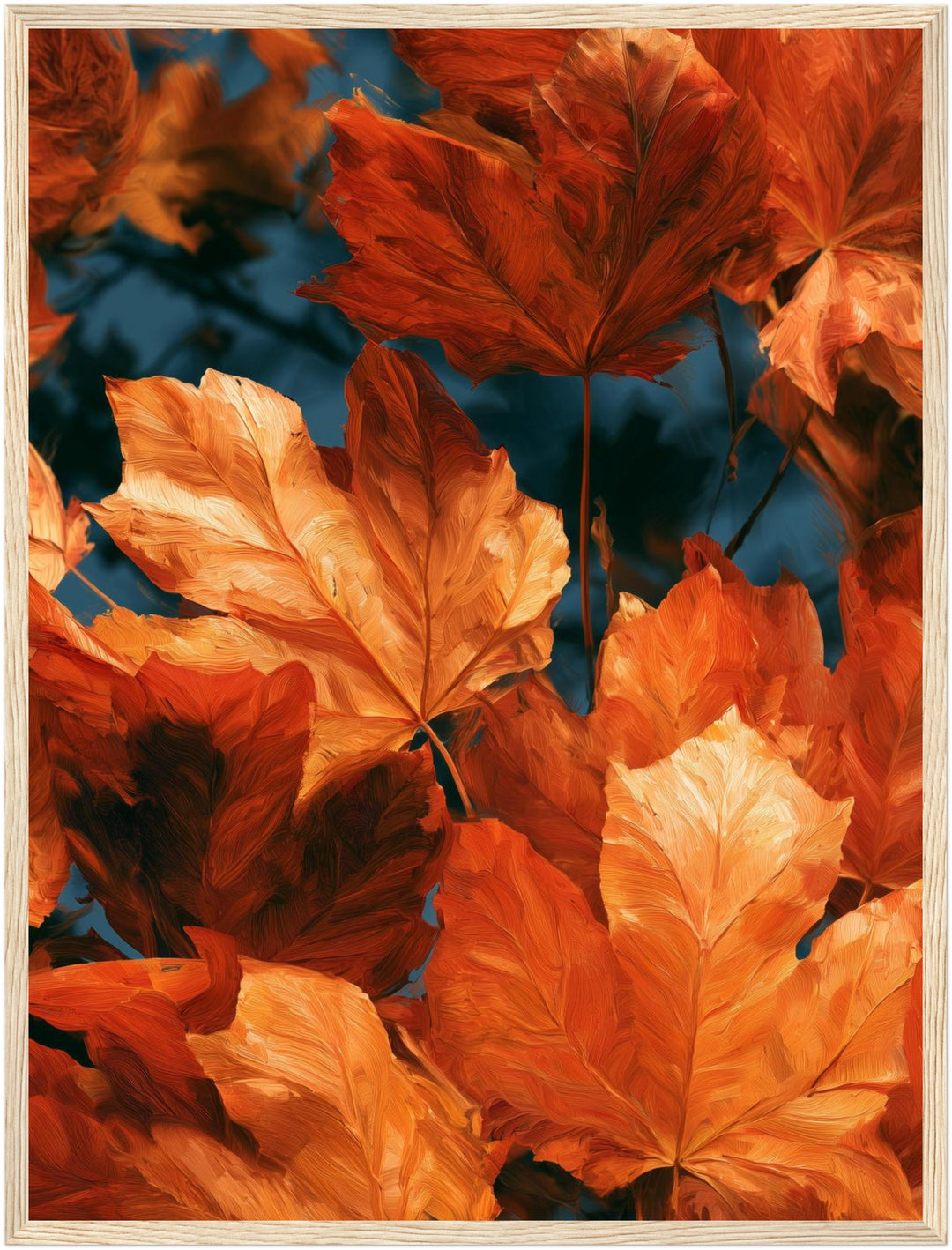 Herbstblätter im Glühen Poster – Holz natur Rahmen – Produktfoto