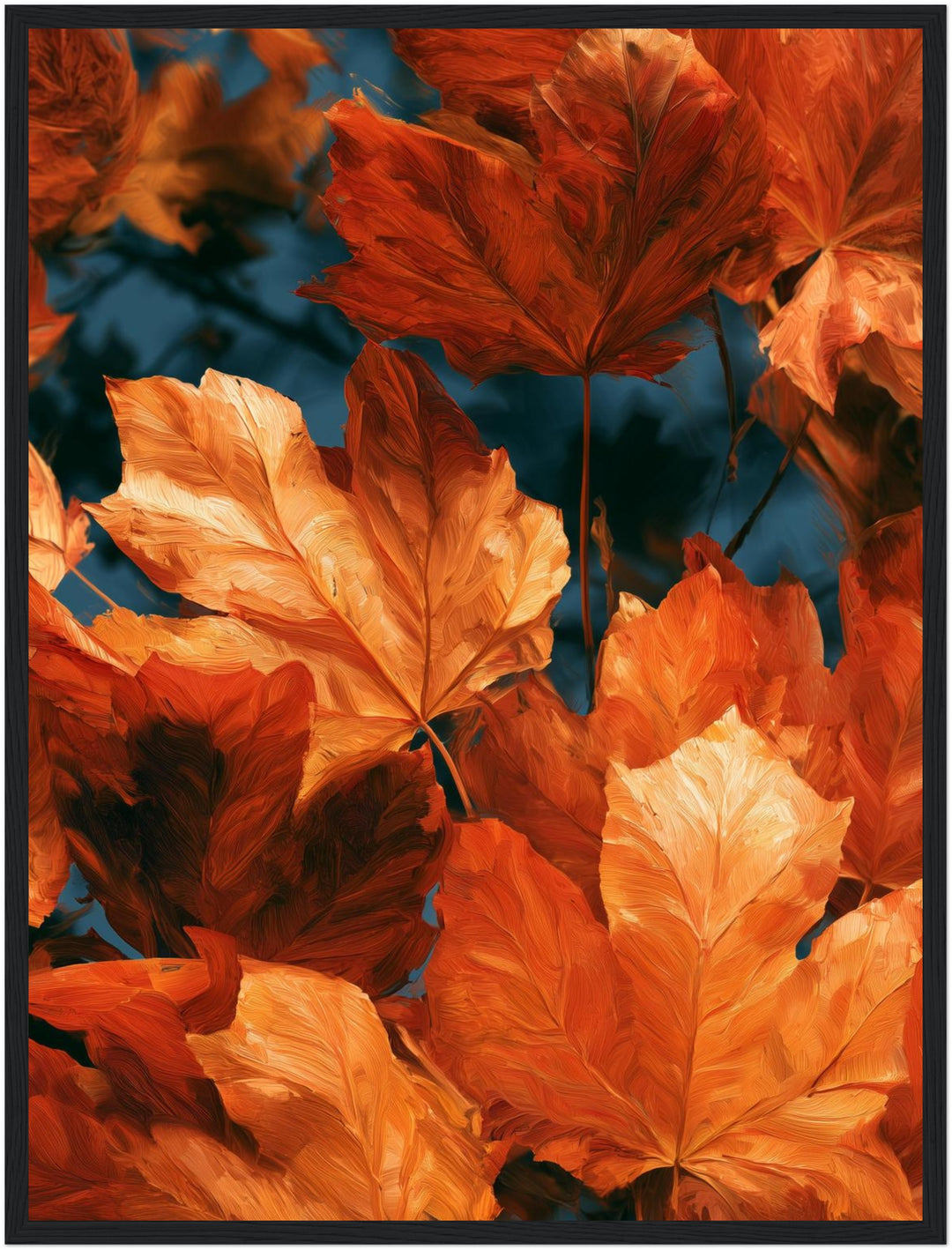 Herbstblätter im Glühen Poster – Schwarzer Rahmen – Produktfoto