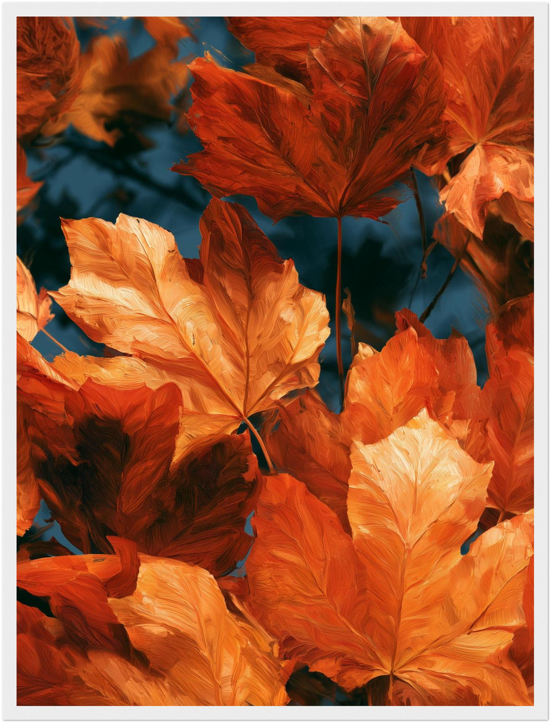 Herbstblätter im Glühen Poster – Weißer Rahmen – Produktfoto