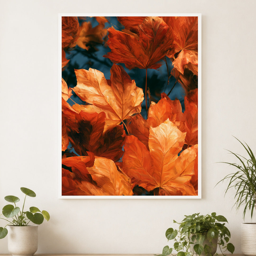 Herbstblätter im Glühen Poster – Weißer Rahmen – Produktfoto