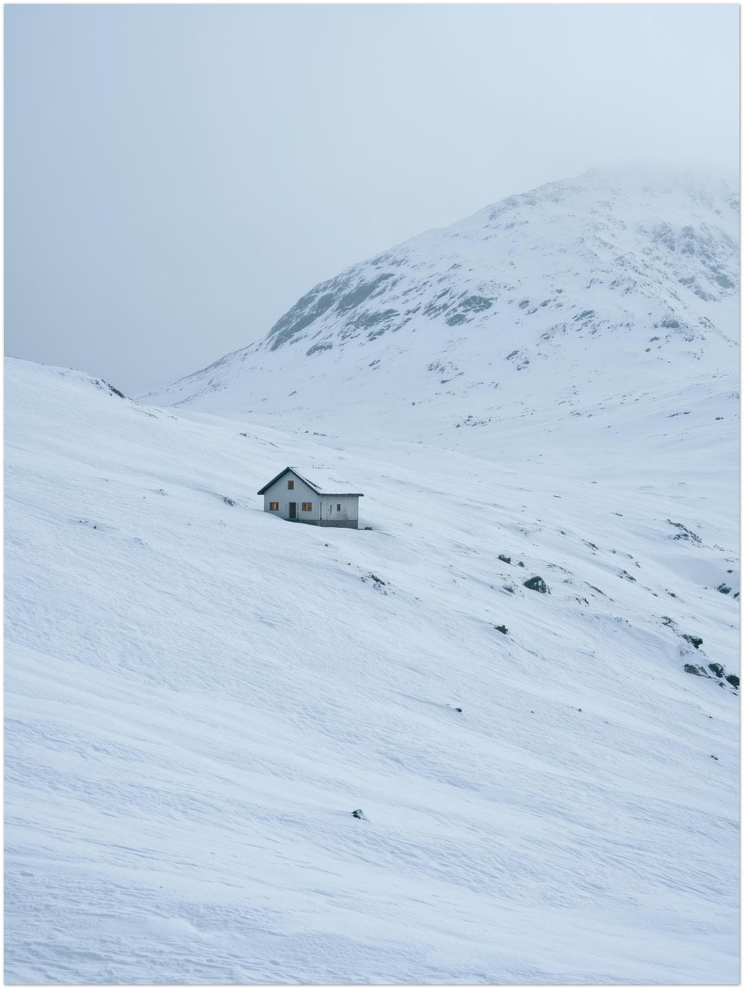 Einsame Hütte im Schnee Poster – Ohne Rahmen – Produktfoto