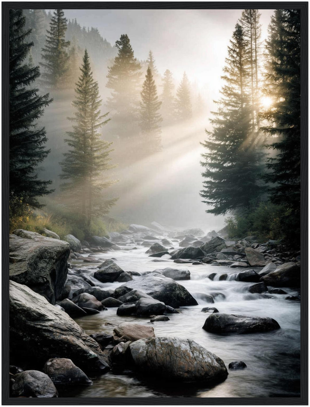 Bach im Morgennebel Poster Landschaft – mattes Kunstdruck-Papier – Ansicht 5