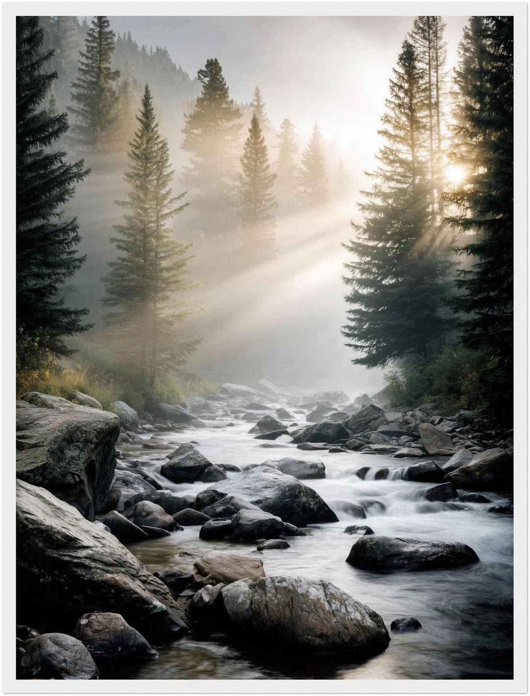 Bach im Morgennebel Poster Landschaft – mattes Kunstdruck-Papier – Ansicht 6