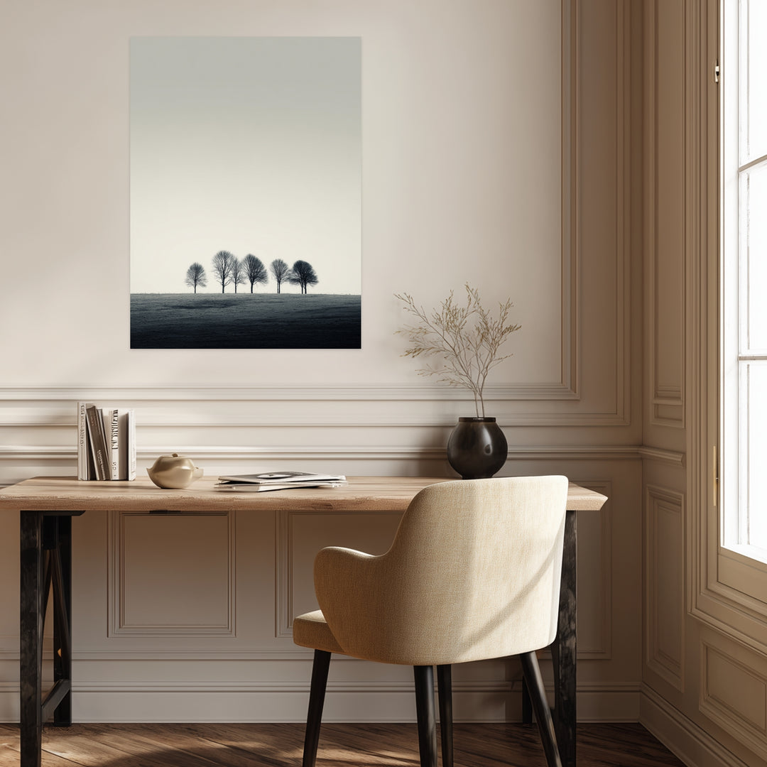 Bäume auf Kuppe Leinwandbild abstrakt – Leinwand auf Holzrahmen – Ansicht 3