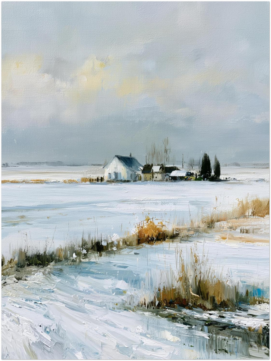 Stille Winterfelder im Schnee Leinwandbild – Ohne Rahmen – Produktfoto