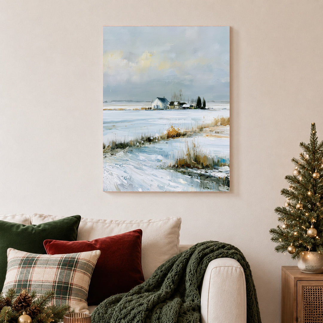 Stille Winterfelder im Schnee Leinwandbild – Ohne Rahmen – Produktfoto