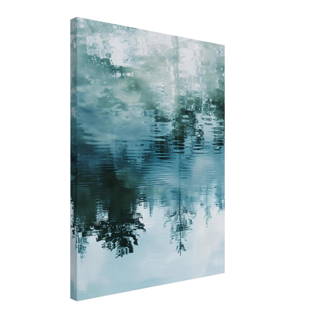 Spiegelung von Bäumen im Wasser Leinwandbild abstrakt – Leinwand auf Holzrahmen – Ansicht 2