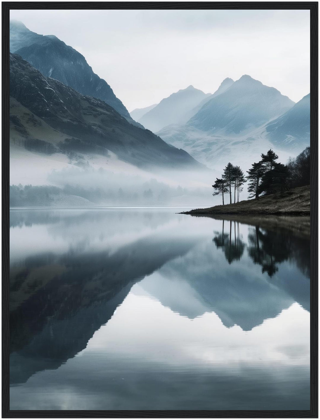 Bergsee im Nebel Poster Landschaft – mattes Kunstdruck-Papier – Ansicht 5