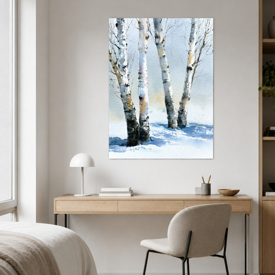 Birken im Winterschnee Poster – Ohne Rahmen – Produktfoto