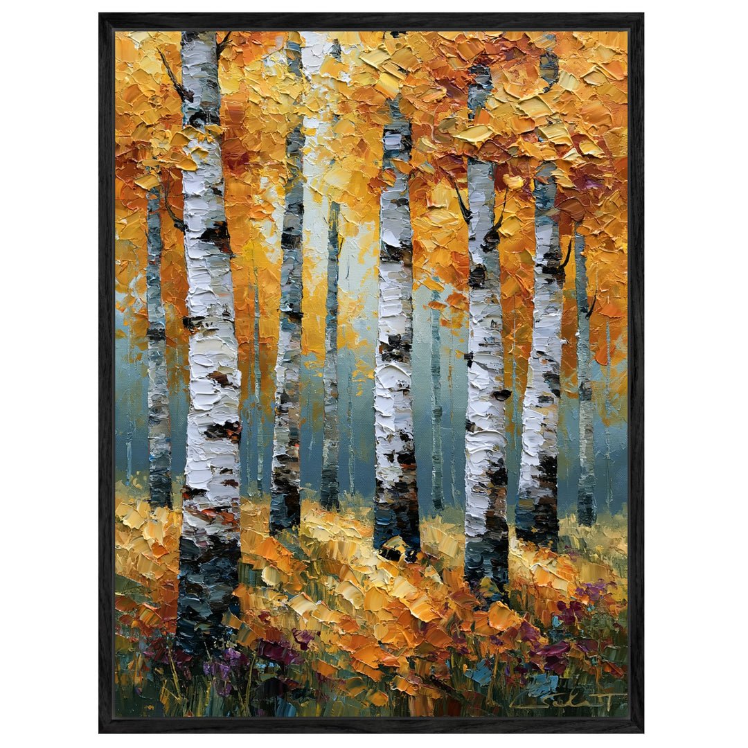 Goldener Birkenwald im Herbst Leinwandbild – Leinwandbild