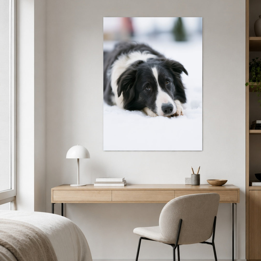 Border Collie im Schnee Poster – Ohne Rahmen – Produktfoto